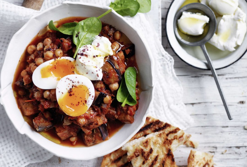 Winter Warmers Easy Brinjal Curry With Soft Boiled Eggs Labneh